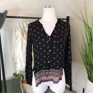 Hollister® Long Sleeve 100% Viscose V-Neck Bohemian Top XS